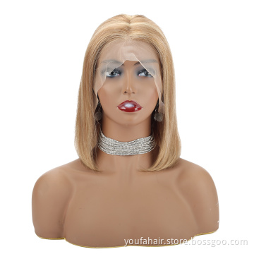 13x6 HD Swiss Lace Front Human Hair Short Bob Wig Blonde Purple Blue Burg Ombre Bob Wig Brazilian Human Hair Colored Bob Wig